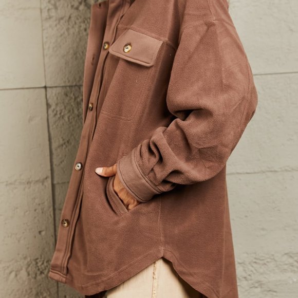 Heimish Cozy Girl Full Size Button Down Shacket - Picture 5 of 10